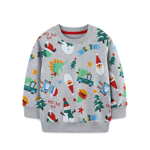 Toddler/Kid Boy Santa and Christmas Tree Print Design Sweatshirt