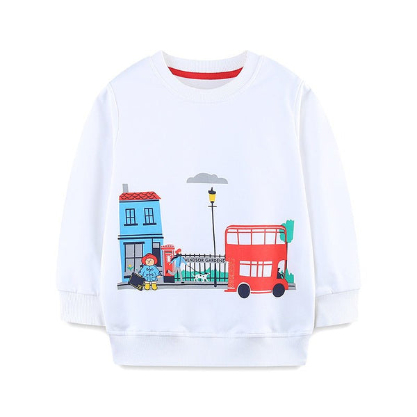 Toddler/Kid's Cartoon Bus Print Design Sweatshirt