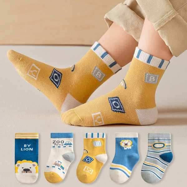 5 Pairs Cute Cartoon Animals Design Socks (5 Designs)