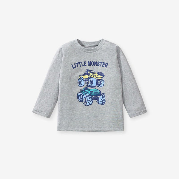 Toddler/Kid's Long Sleeve Cartoon Off-road Vehicle Print Design T-Shirt