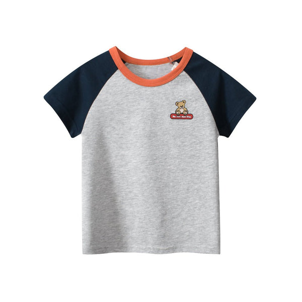 Toddler/Kid's Short Sleeve Teddy Bear Print Gray T-Shirt