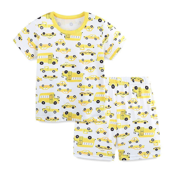 Toddler/Kid Boy Allover Yellow Vehicles T-shirt and Shorts Set