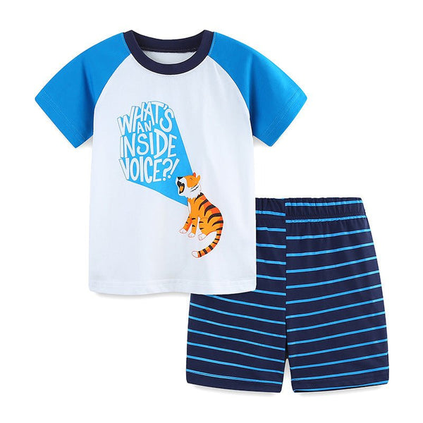 Toddler/Kid Boy's Tiger Print Design Tee with Shorts Set
