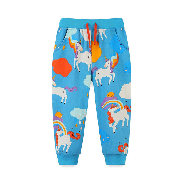 Toddler/Kid Girl's Allover Unicorn Design Blue Pants