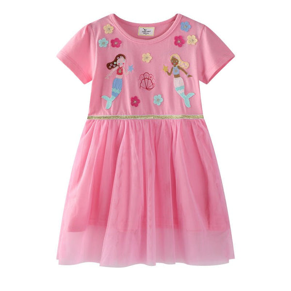 Toddler/Kid Girl's Mermaid Design Pink Dress