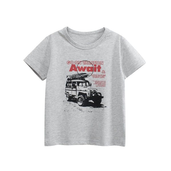 Toddler/Kid Boy Adventure Vehicle Print Gray T-shirt
