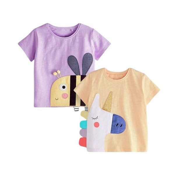 Toddler/Kid Girl's Short Sleeve  Animals Design Tee (2 Designs)