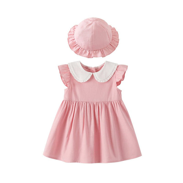 Toddler/Kid Girl's Pink Dress with Matching Hat Set