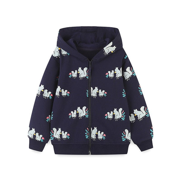 Toddler/Kid Girl Cartoon Squirrels Print Design Jacket
