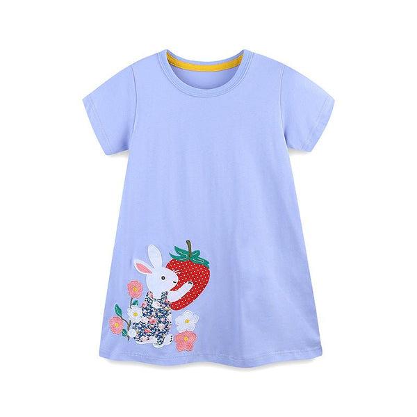 Toddler/Kid Girl's Bunny and Strawberry Design Dress