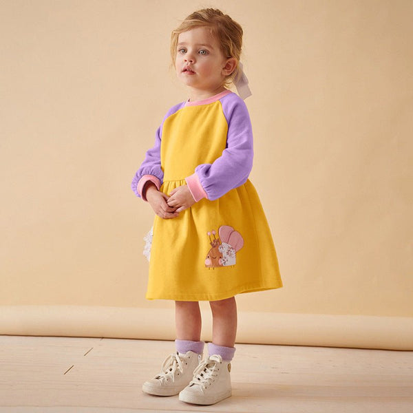 Toddler/Kid Girl Long Sleeve Cute Little Butterfly Embroidery Design Dress
