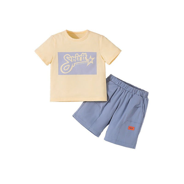 Toddler/Kid Boy's Short Sleeve Spirit for Baseball Print Design T-Shirt with Shorts Set