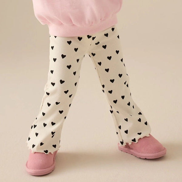 Toddler/Kid Girl Black Small Heart Print Design Leggings
