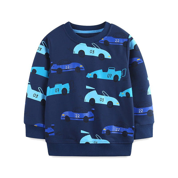 Toddler/Kid Boy's Blue Car Print Design Sweatshirt