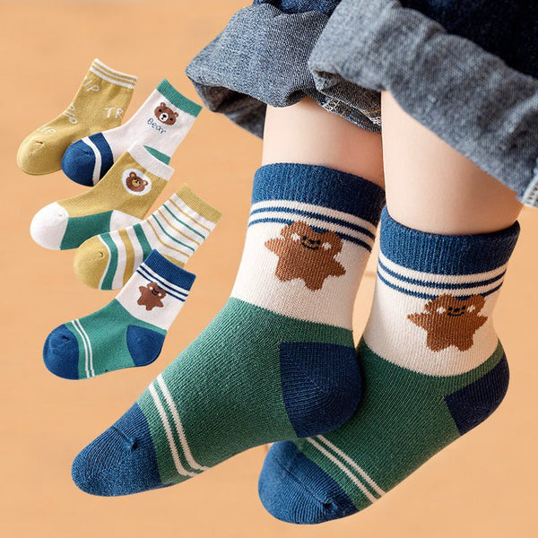 5 Pack Fun Cartoon Design Mid-Calf Socks (4 Designs)