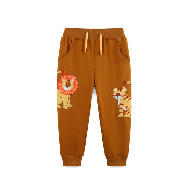 Toddler/Kid Boy Lion and Tiger Embroidery Design Pants
