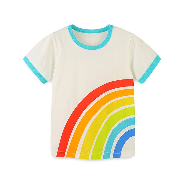 Toddler/Kid's Short Sleeve Colorful Rainbow Print Design T-Shirt