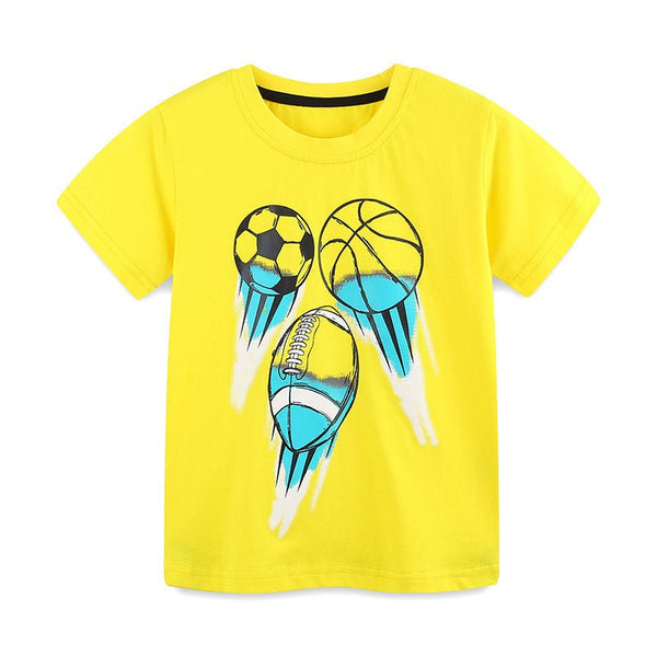 Toddler/Kid Boy's Ball Games Print Design Yellow T-Shirt