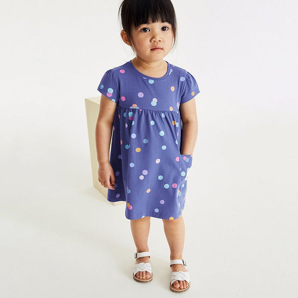 Toddler/Kid Girl's Short Sleeve Dot Design Princess Dress with Unicorn Print