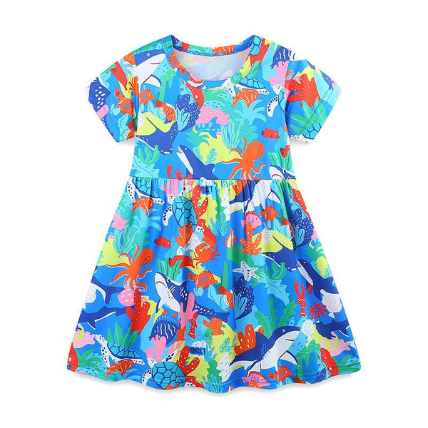 Toddler/Kid Girl Colorful Sea Animals Dress