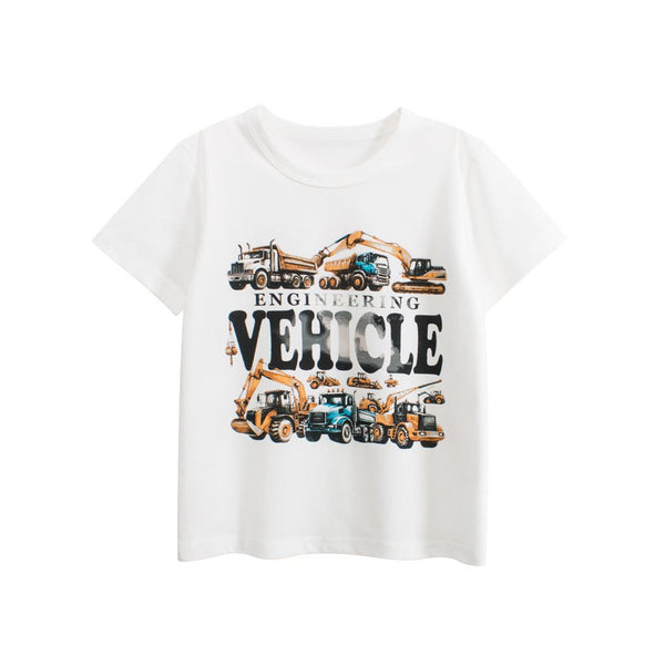 Toddler/Kid Boy Engineering Vehicle Print Design T-shirt