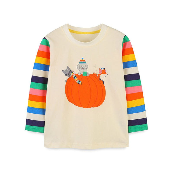 Toddler/Kid Animals Pumpkin Design Rainbow Long Sleeve Shirt