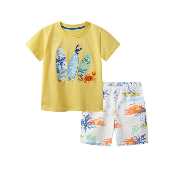 Toddler/Kid Boy's Surfing Beach Vibes Tee with Shorts Set