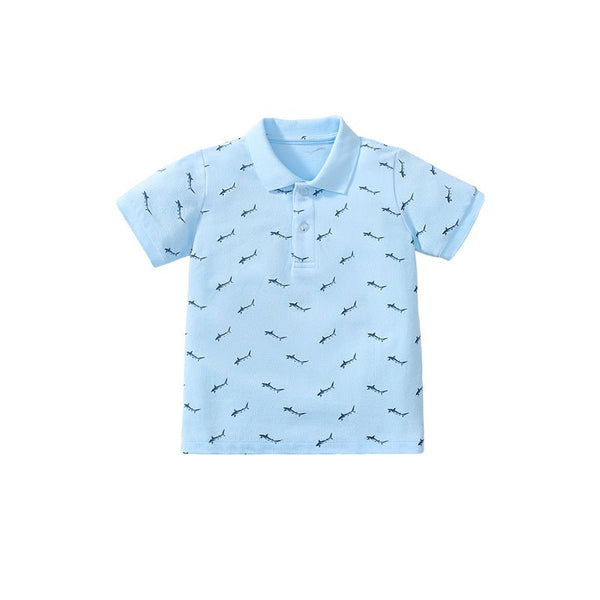 Toddler/Kid Boy's Sharks Print Design Polo Blue Shirt