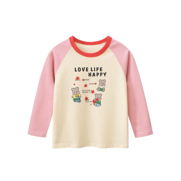 Toddler/Kid Girl Happy Life Bears Design Long Sleeve Shirt