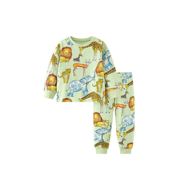 Toddler/Kid Boy Long Sleeve Wildlife Print Design T-Shirt and Pants Set