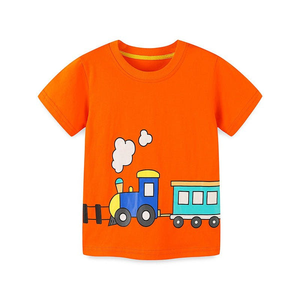 Toddler/Kid Boy's Orange Color Vehicle Design Top