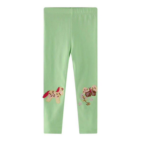 Toddler/Kid Girl's Unicorn and Butterfly Design Green Leggings