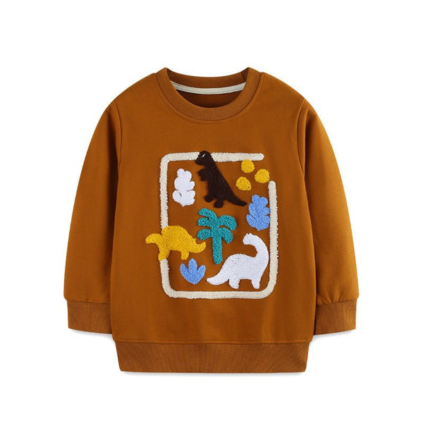 Toddler/Kid's Dinosaur in the Forest Embroidery Design Sweatshirt