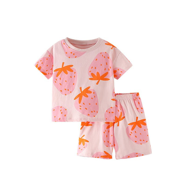 Toddler/Kid Girl Pink Strawberry T-shirt and Shorts Set