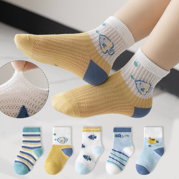 5-Pack Toddler Mixed Prints Summer Socks (4 Design)