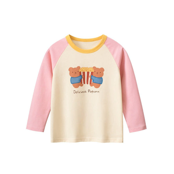 Toddler/Kid Girl's Long Sleeve Delicious Popcorn Print Design T-shirt