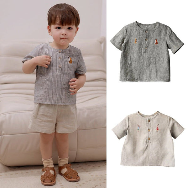 Toddler/Kid Boy's Animals Embroidery Top (2 Designs)