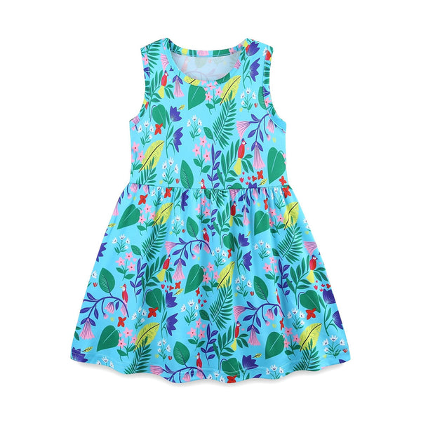 Toddler/Kid Girl Summer Florals and Birds Sleeveless Dress