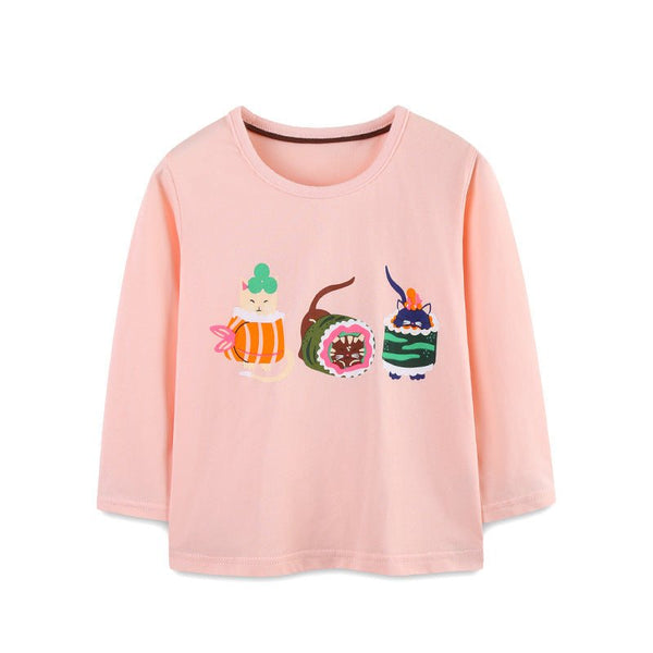 Toddler/Kid Girl Long Sleeve Cute Kitten Print Design Pink T-Shirt