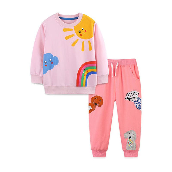 Toddler/Kid Girl Rainbow and Animal Design Sweatshirt and Pants Set