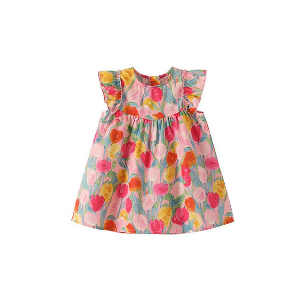Toddler/Kid Girl's Tulip Bloom Print Design Dress