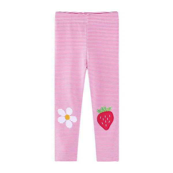 Toddler/Kid Girl's Strawberry with Flower Design Pink Leggings