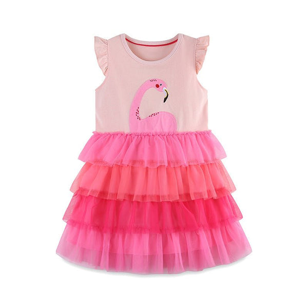 Toddler/Kid Girl's Flamingo Design Princess Pink Dress