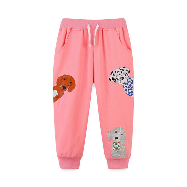 Toddler/Kid Girl's Pink Pants with Cartoon Dog Design