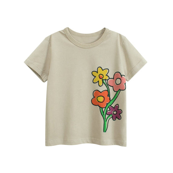 Toddler/Kid Girl Colorful Flowers Print T-shirt