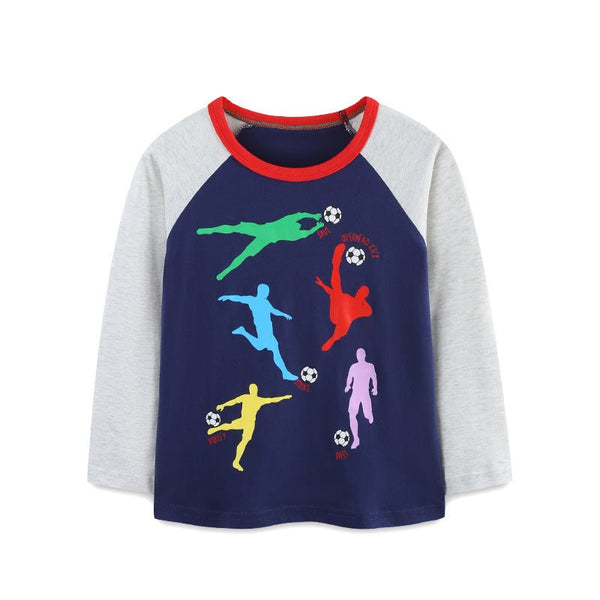 Toddler/Kid Boy Long Sleeve Football Print Design T-Shirt
