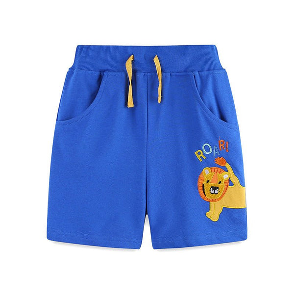 Toddler/Kid Boy's Roaring Cutie Lion Design Blue Shorts