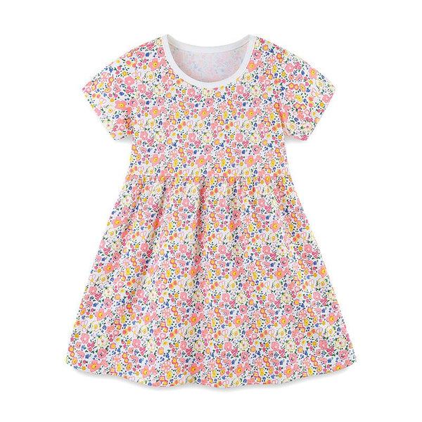 Toddler/Kid Girl's Short Sleeve Pink Blossom Cotton Dress