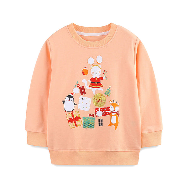 Toddler/Kid Girl's Christmas Holiday Cartoon Design Sweatshirt