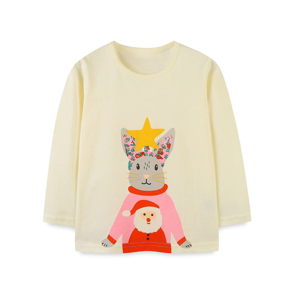Toddler/Kid Girl's Santa Claus Print Design Long Sleeve T-shirt